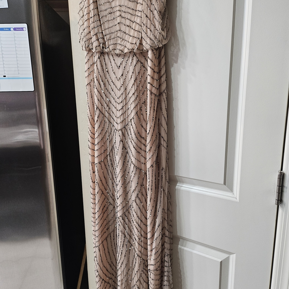 Adrianna Papell Beaded Nude Prom Dress